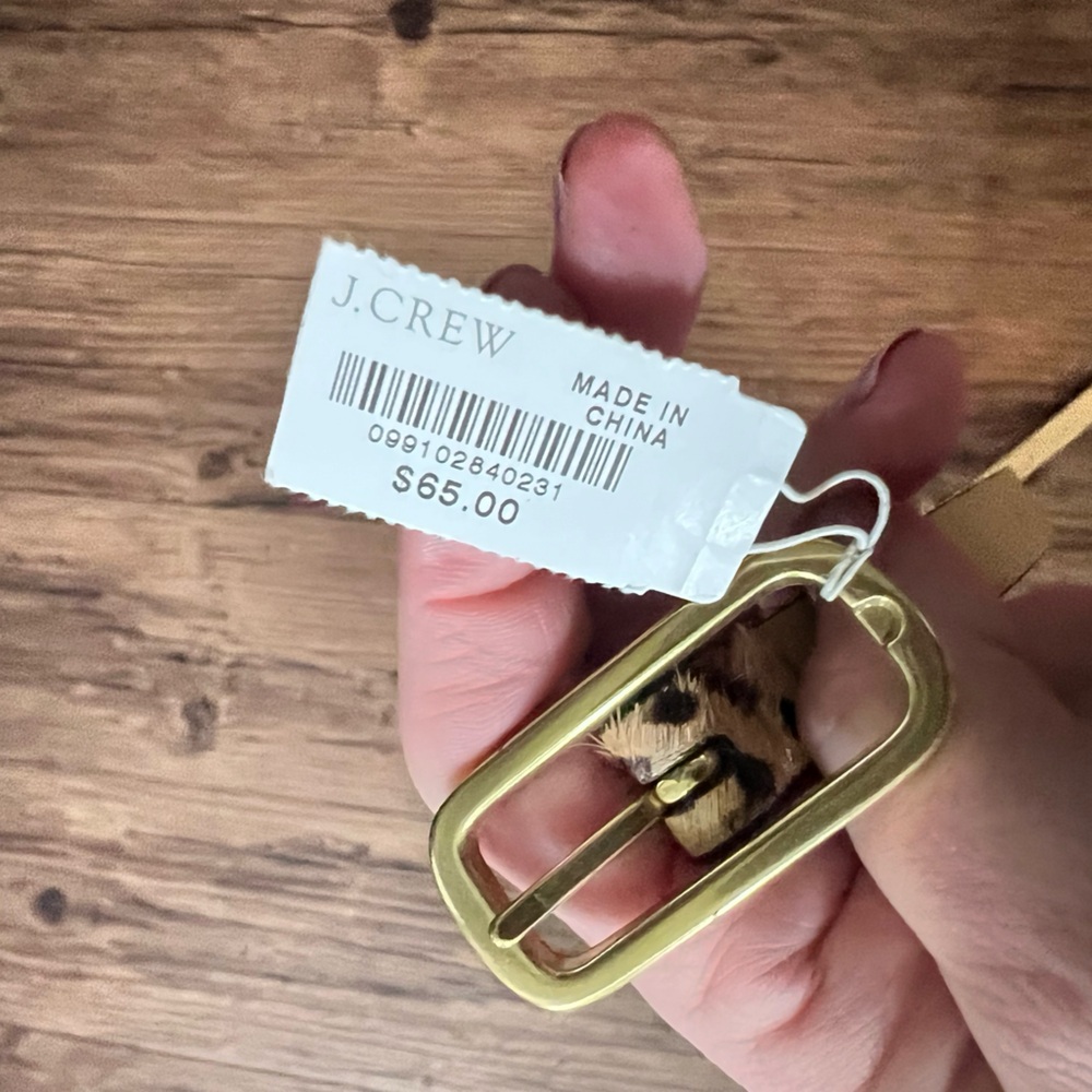 J. Crew Gold and Brown  cheetah slim Belt